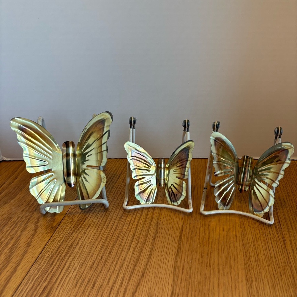 Vintage HOMCO Brass Butterfly Wall Decor‎ Set of 3 Mid Century Gold MCM Vtg